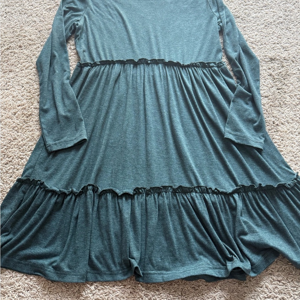 Elegant Teal Long Sleeve Dress